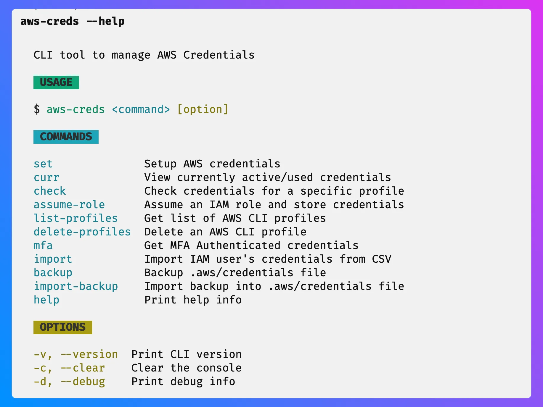 aws-creds product preview